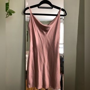 Pink Satin Cowl Mini Dress